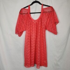 Womens Juniors Small Miken Swim Cover Up Cold Shoulder Chevron